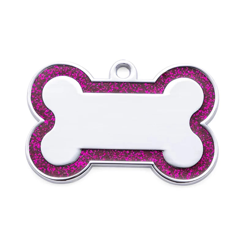 Rose Red Personalized Bone-Shaped Pet ID Tag Double Side – Glitter Enamel Finish Anti-lost Bone Tags TrendyPet's Zone