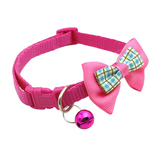Rose red adjustable cat collar with bell and bow, stylish and comfortable, from TrendyPet's Zone.