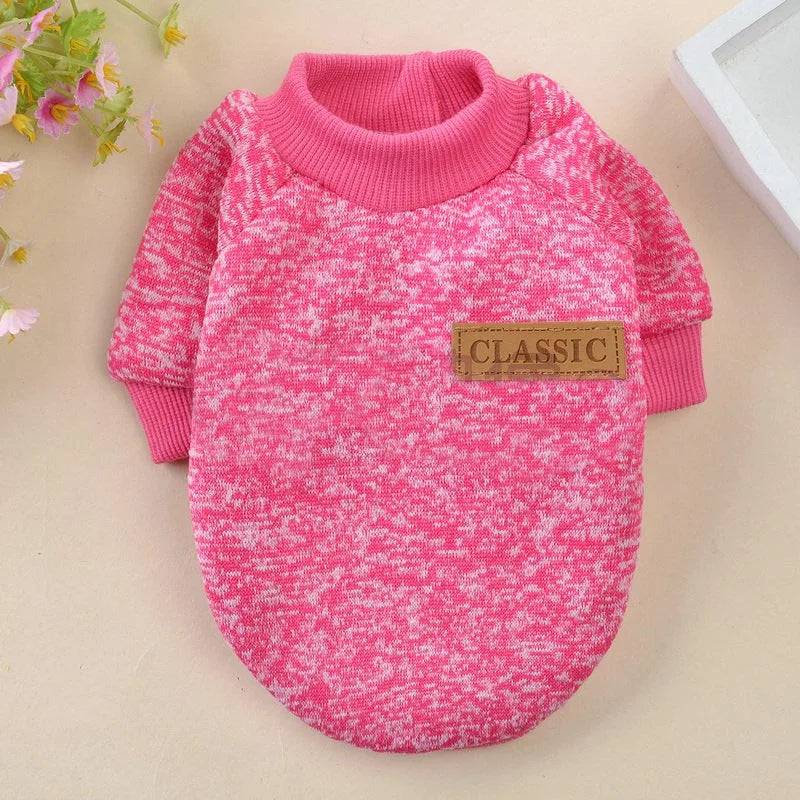 Rose Red Warm Winter Dog Clothes Classic Pet Sweatshirt Vest - TrendyPet's Zone