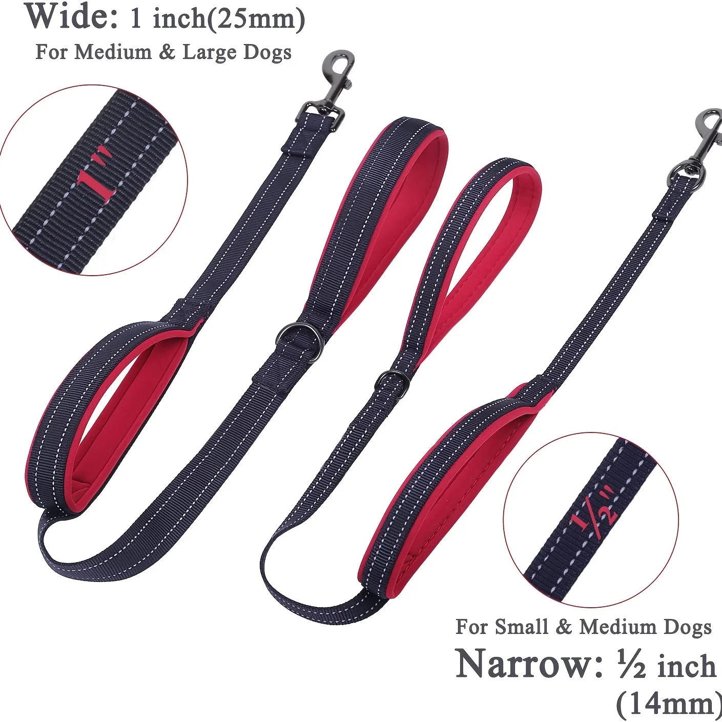 Red heavy-duty dog leash with double handles from TrendyPet's Zone, designed for better control and safety during walks.