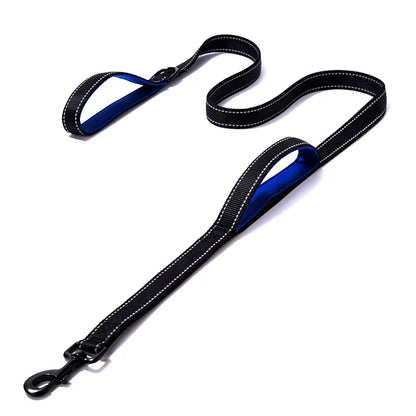 Royal blue heavy-duty dog leash with double handles from TrendyPet's Zone, designed for better control and safety during walks