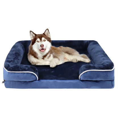 Royal blue orthopedic dog bed by TrendyPet's Zone, washable foam pet sofa with removable cover for all-season comfort.