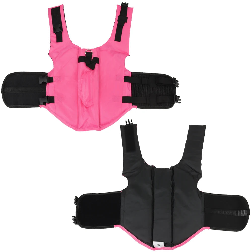 Pink Shark Dog Swim Safety Vest from TrendyPet's Zone, stylish dog life jacket for all sizes and breeds, with shark design.