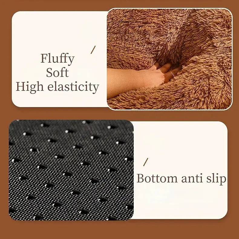 Silver Dog Bed Mat Round Large Pet House Long Plush Deep Sleeping Warm Bear Paw Shape Super Soft Cushion Calm Beds High Quality - TrendyPet's Zone