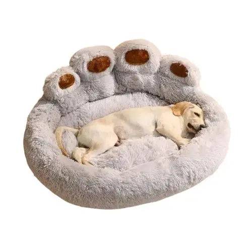 Silver Dog Bed Mat Round Large Pet House Long Plush Deep Sleeping Warm Bear Paw Shape Super Soft Cushion Calm Beds High Quality - TrendyPet's Zone
