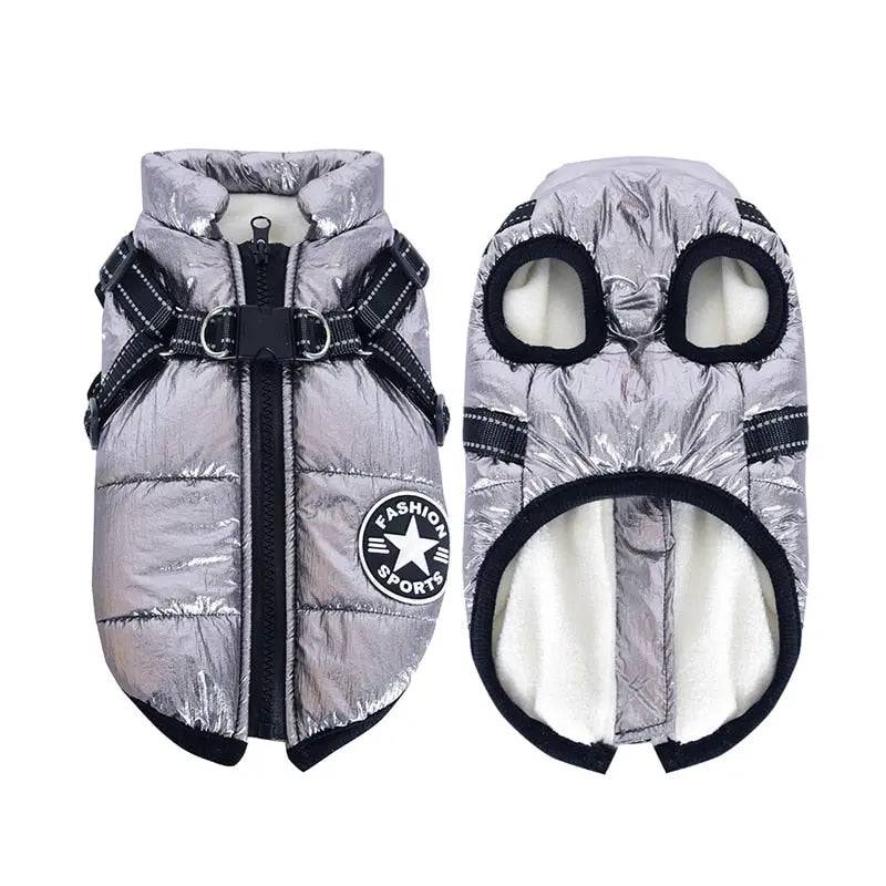 Silver Winter Pet Clothes For Small Large Dogs Warm Fleece Jacket Waterproof With Harness Clothing Puppy Costume - TrendyPet's Zone