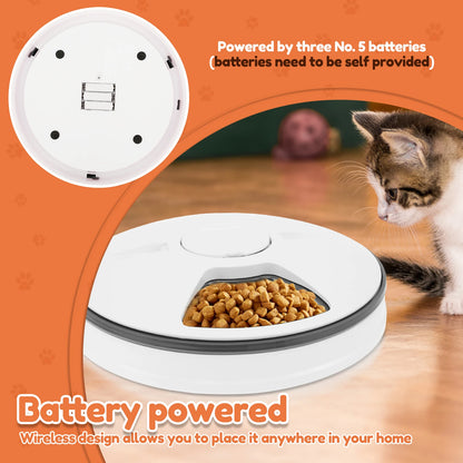 Stainless steel six-grid smart automatic pet feeder with LCD display and voice recording from TrendyPet's Zone.