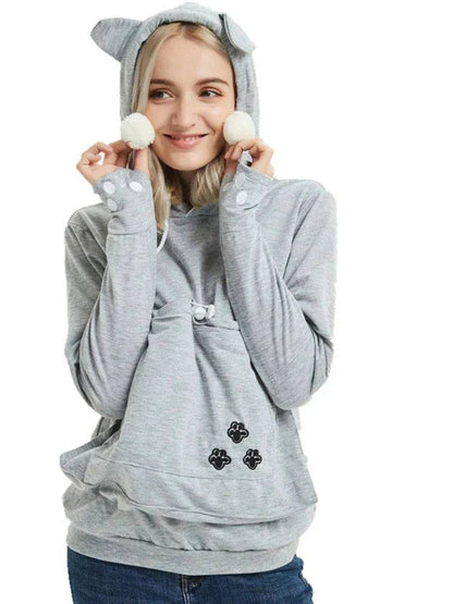 Yellow Soil Paw Print High Quality Sweatshirt Cat Dog Lovers Hoodies Kangaroo Pet Paw Ears Cuddle Pouch Pullovers TRENDYPET'S ZONE