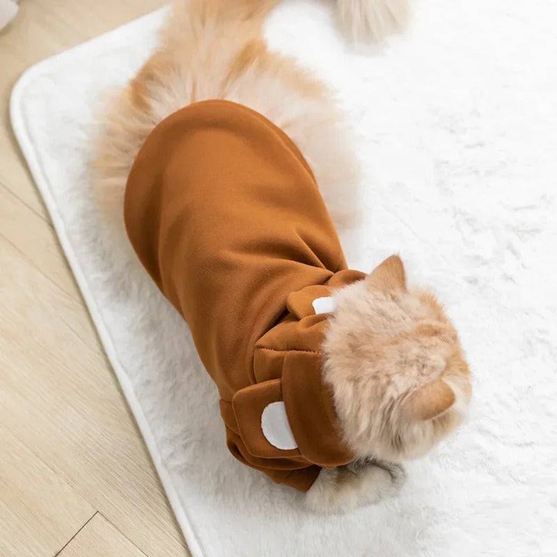 Solid Coffee Color Bear Ears Two-legged Sweatshirt for Pets - TrendyPet's Zone