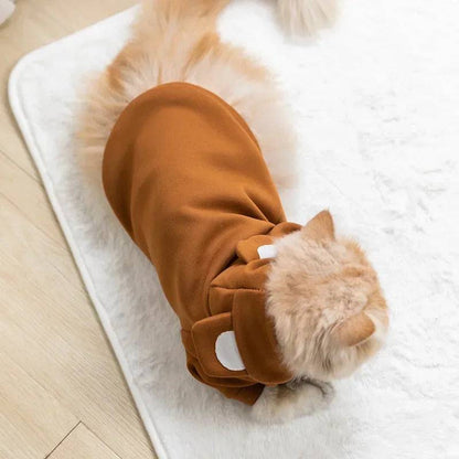 Solid Coffee Color Bear Ears Two-legged Sweatshirt for Pets - TrendyPet's Zone