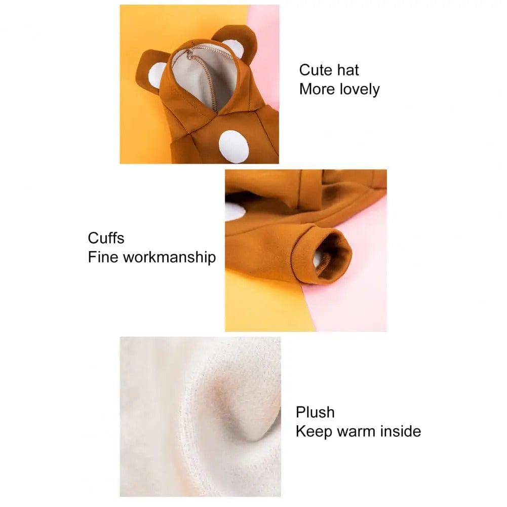 Solid Coffee Color Bear Ears Two-legged Sweatshirt for Pets - TrendyPet's Zone