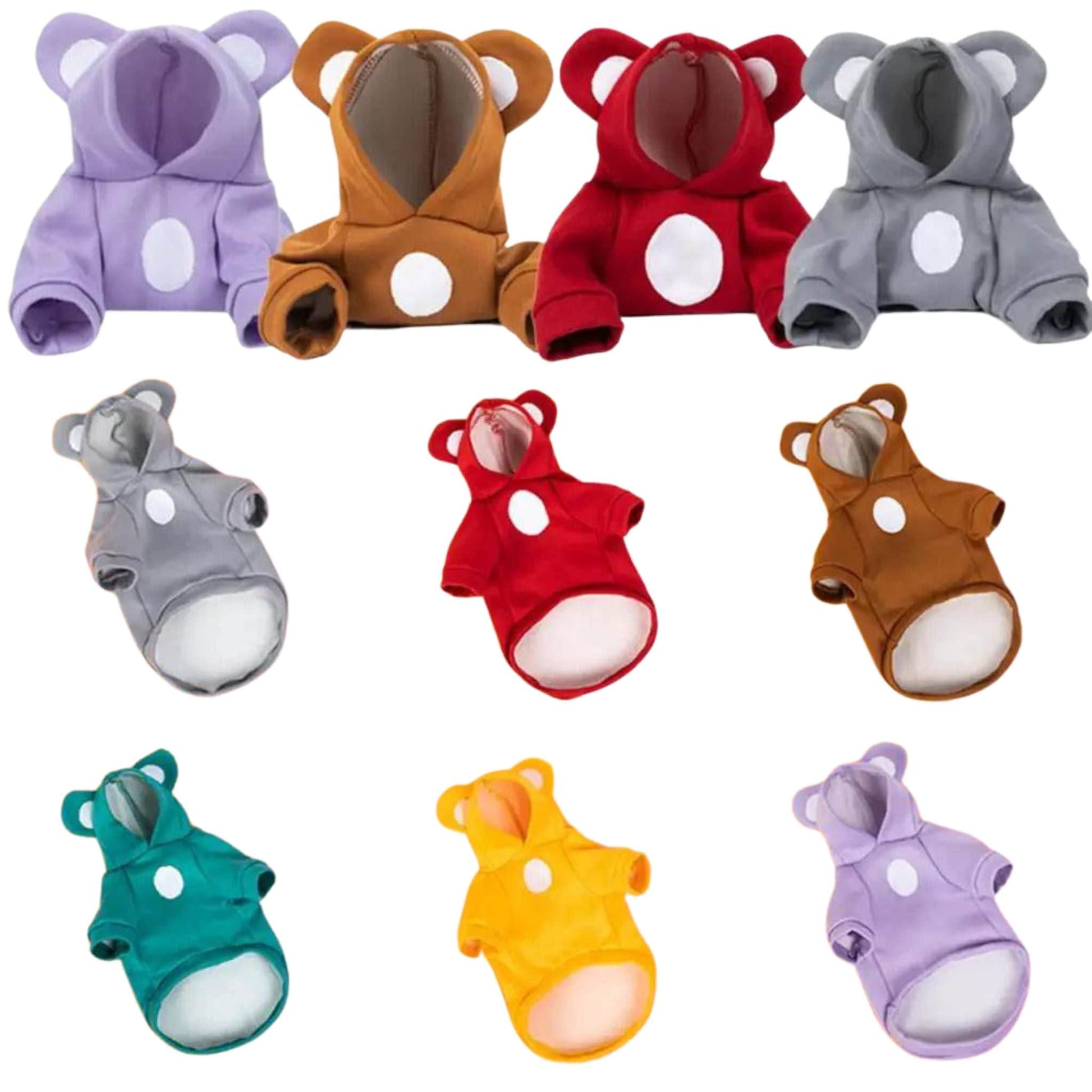 Solid Coffee Color Bear Ears Two-legged Sweatshirt for Pets - TrendyPet's Zone