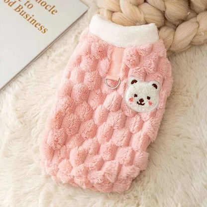Solid Pink Winter Warm Hairless Cat Clothes Sweater with Buckle Vest Costume Clothing - TrendyPet's Zone