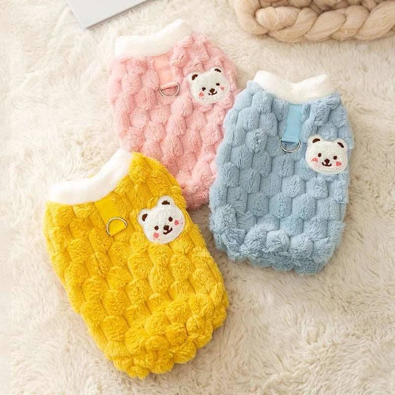 Solid Pink Winter Warm Hairless Cat Clothes Sweater with Buckle Vest Costume Clothing - TrendyPet's Zone