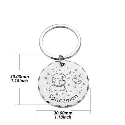 Space bottle cap design customized dog and cat ID tags with engraved name and address, pet collar accessory by TrendyPet's Zone.
