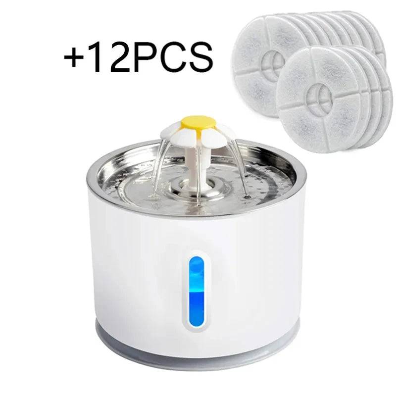 Steel Cat Water Fountain Dog Drink Bowl Active Carbon Filter Automatic Pet Drinking Electric Dispenser Bowls USB Powered - TrendyPet's Zone