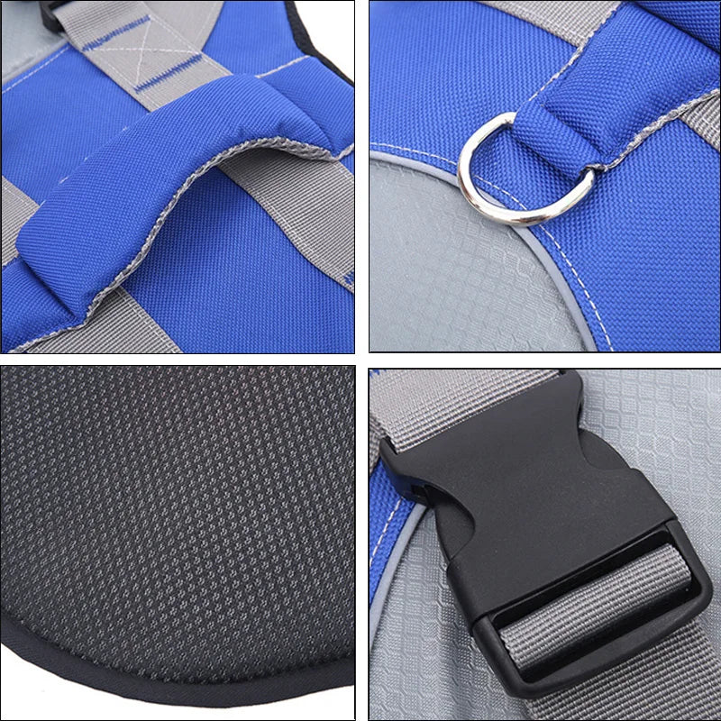 Reflective dog life jacket in bright summer swim suit style, featuring adjustable straps and safety reflective material, by TrendyPet's Zone.