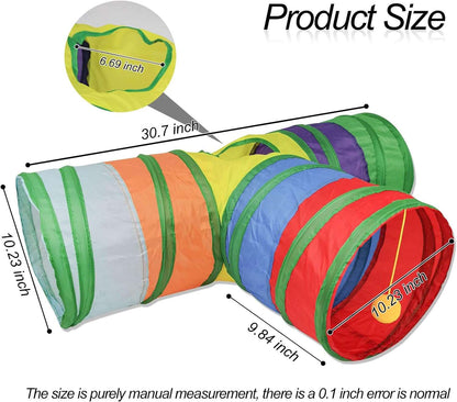 T-Shape Cat Kitten Tube Play Toy for Indoor Outdoor Puzzle Do more Exercising Hiding Training and Running With A Yellow Fun Ball and 1 Hole - TrendyPet's Zone