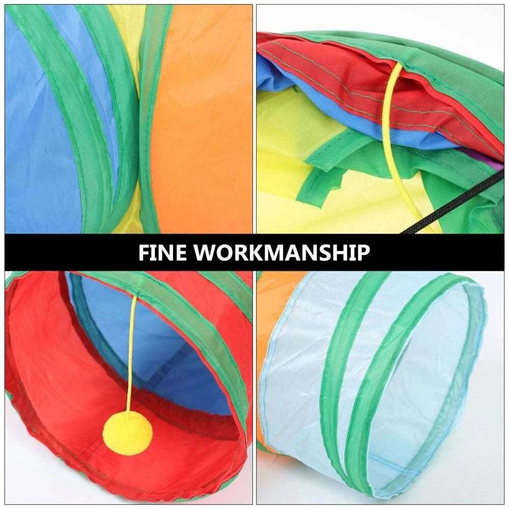 T-Shape Cat Kitten Tube Play Toy for Indoor Outdoor Puzzle Do more Exercising Hiding Training and Running With A Yellow Fun Ball and 1 Hole - TrendyPet's Zone