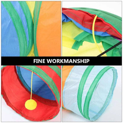 T-Shape Cat Kitten Tube Play Toy for Indoor Outdoor Puzzle Do more Exercising Hiding Training and Running With A Yellow Fun Ball and 1 Hole - TrendyPet's Zone