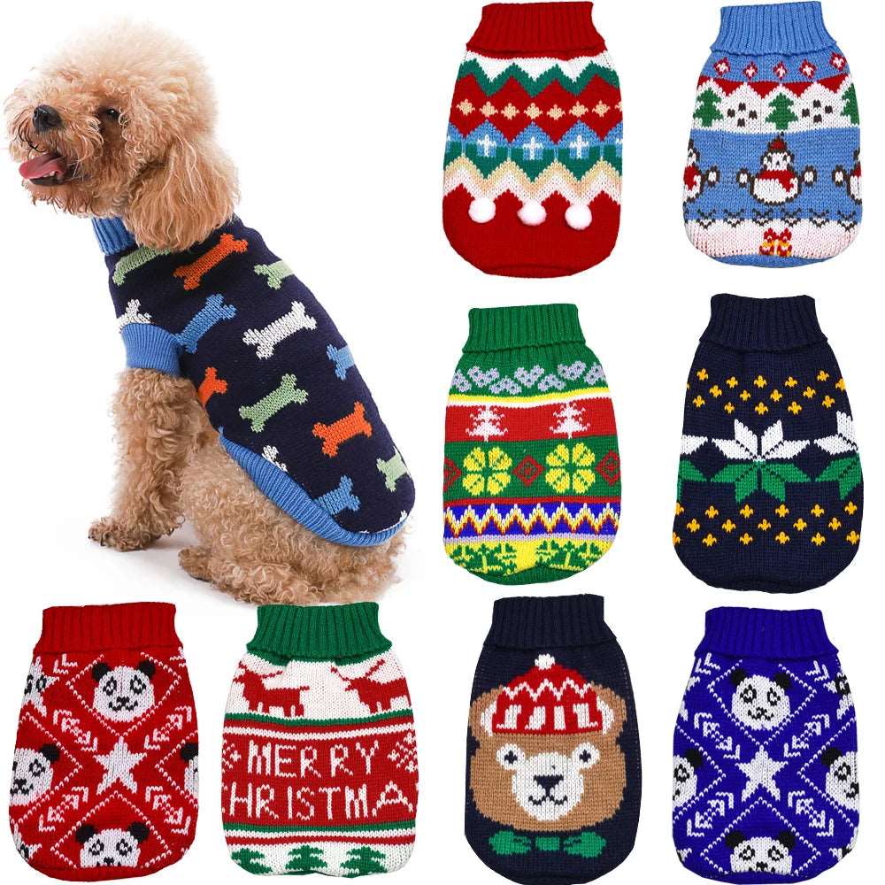 Red Green Warm Knitted Pet Dogs Cats Sweater Winter Clothes TrendyPet's Zone