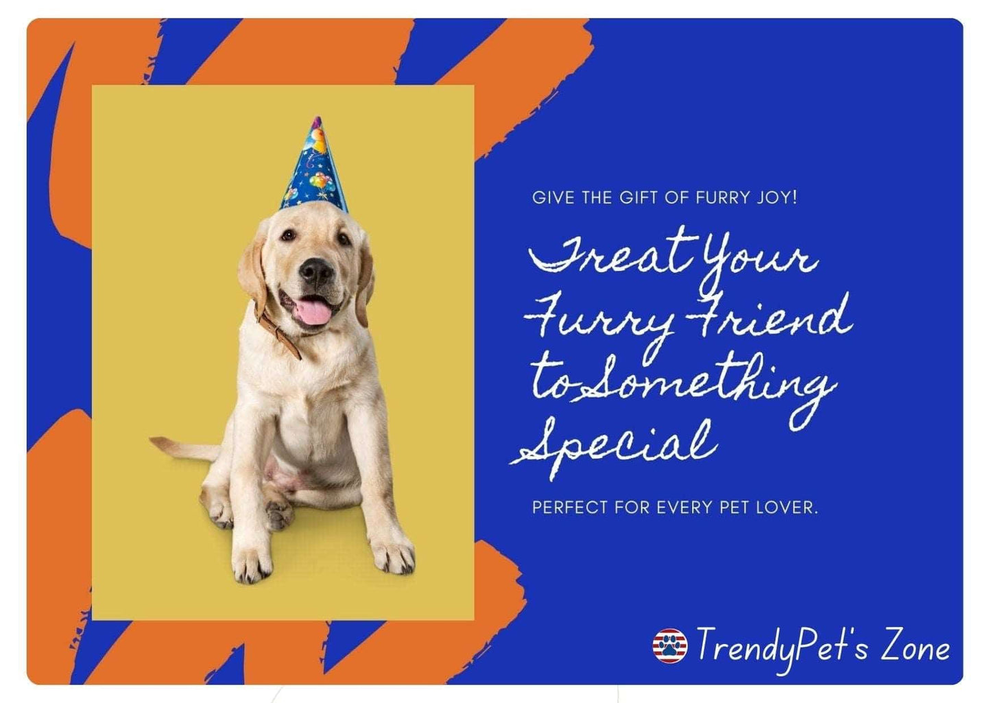 TrendyPet's Zone gift card featuring the brand logo and colorful design, ideal for pet gift giving and store credit.