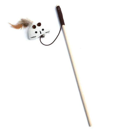 Triangle Cat Teaser Feather Toys Kitten Funny Rod Wand Toys Wood Pet Toys Interactive Stick - TrendyPet's Zone
