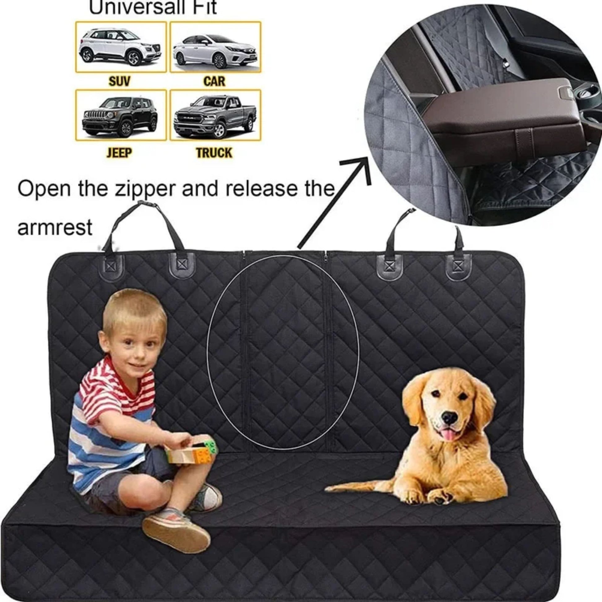 Waterproof Dog Car Seat Cover for Back Seat, Non-Slip Rear Pet Seat Protector Mat, Universal Safety Hammock for Travel TrendyPet's Zone