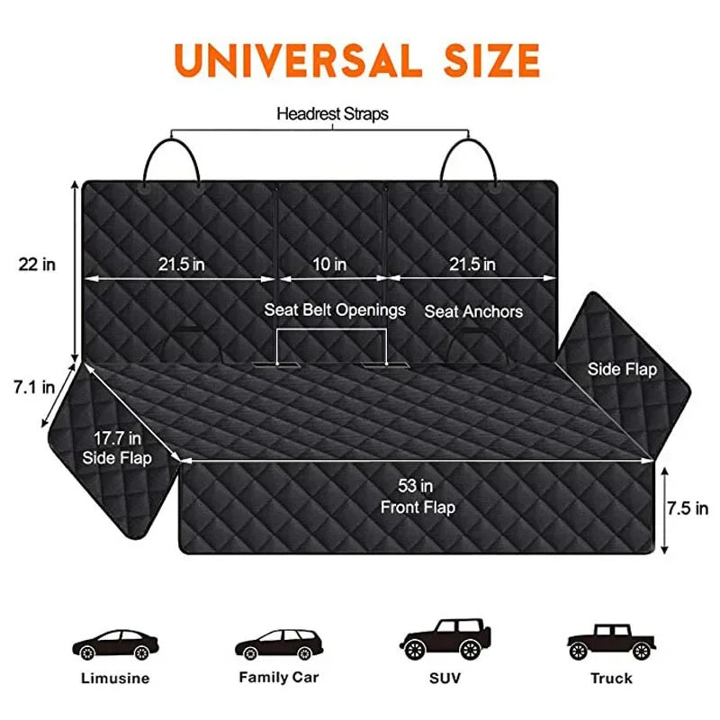 Waterproof Dog Car Seat Cover for Back Seat, Non-Slip Rear Pet Seat Protector Mat, Universal Safety Hammock for Travel TrendyPet's Zone