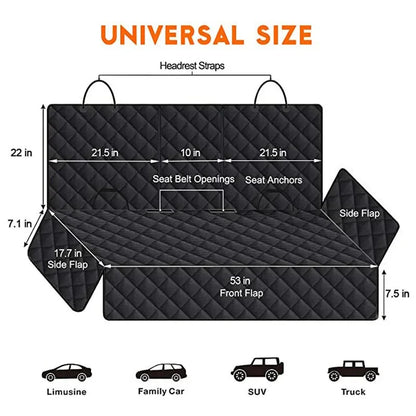 Waterproof Dog Car Seat Cover for Back Seat, Non-Slip Rear Pet Seat Protector Mat, Universal Safety Hammock for Travel TrendyPet's Zone
