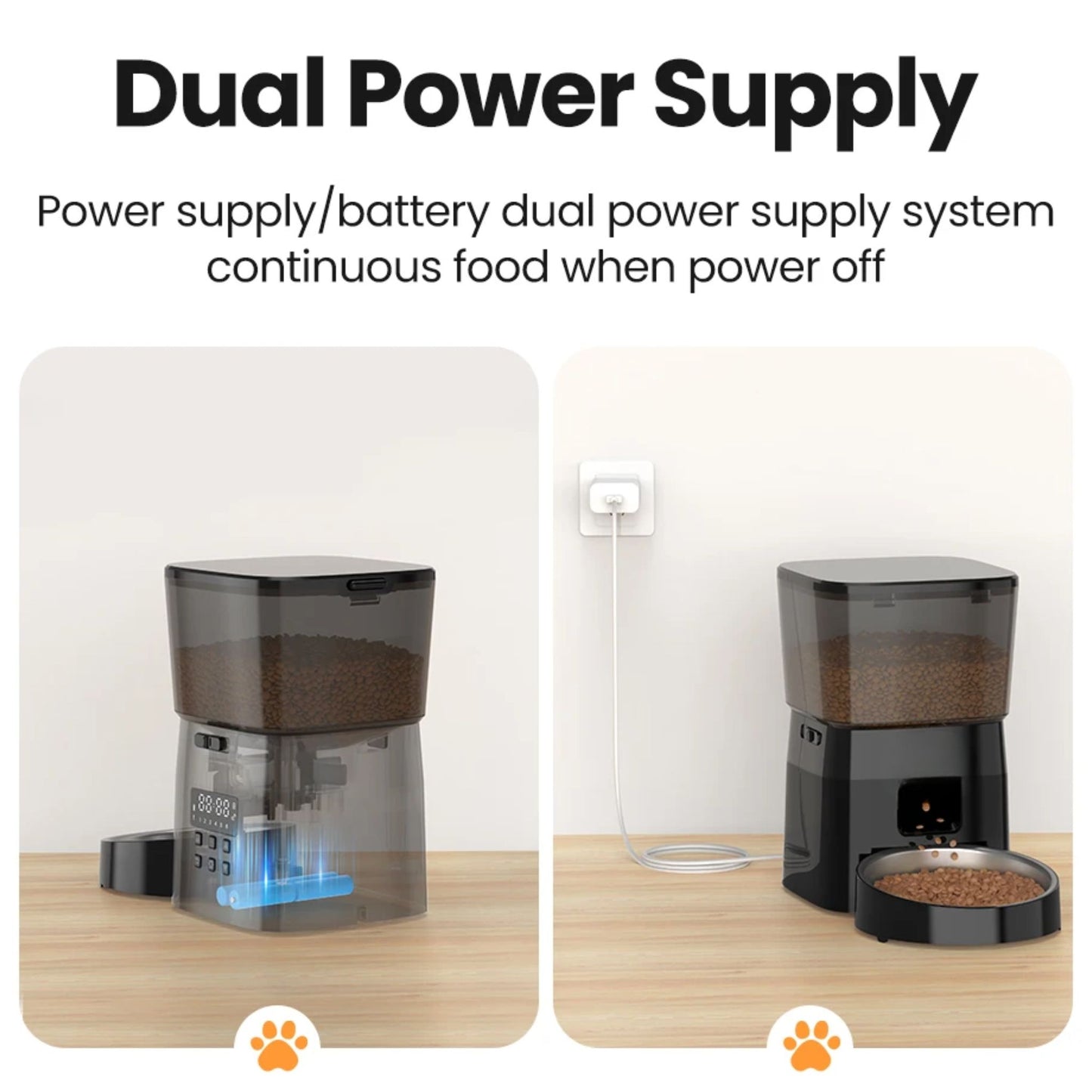 White 2L automatic pet food dispenser by TrendyPet's Zone, featuring portion control for cats and dogs in a sleek design.