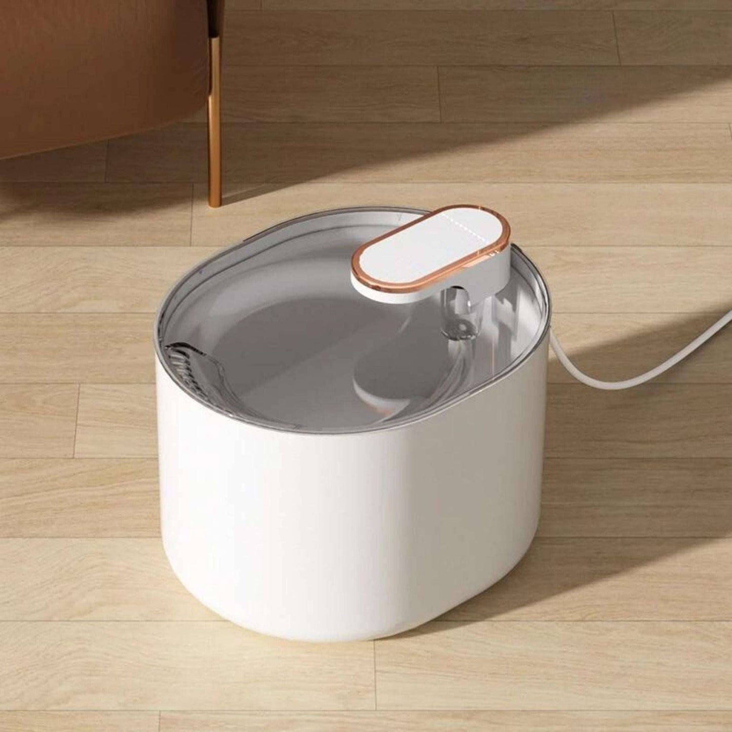 White 3L automatic pet water fountain with LED light, ultra-silent, USB powered for cats and kittens, from TrendyPet's Zone.