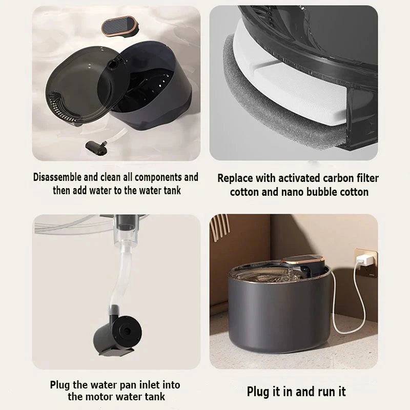 White 3L Pet Automatic Water Fountain With LED Light Ultra Silent Cat Drinking Water Fountain USB Kitten Electric Mute Pet Water Feeder - TrendyPet's Zone
