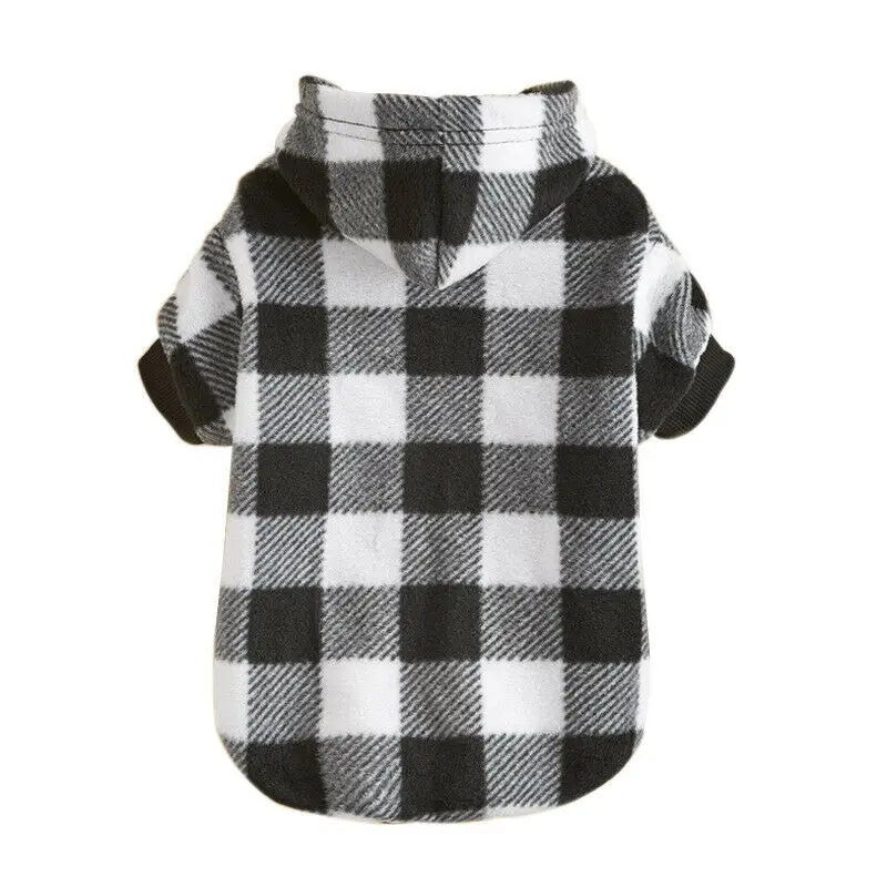 White Black Plaid Winter Hoodie Stylish and Warm Pet Jacket TrendyPet's Zone
