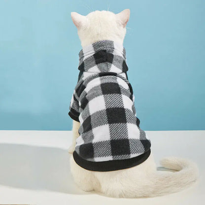 White Black Plaid Winter Hoodie Stylish and Warm Pet Jacket TrendyPet's Zone