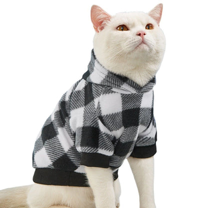 White Black Plaid Winter Hoodie Stylish and Warm Pet Jacket TrendyPet's Zone
