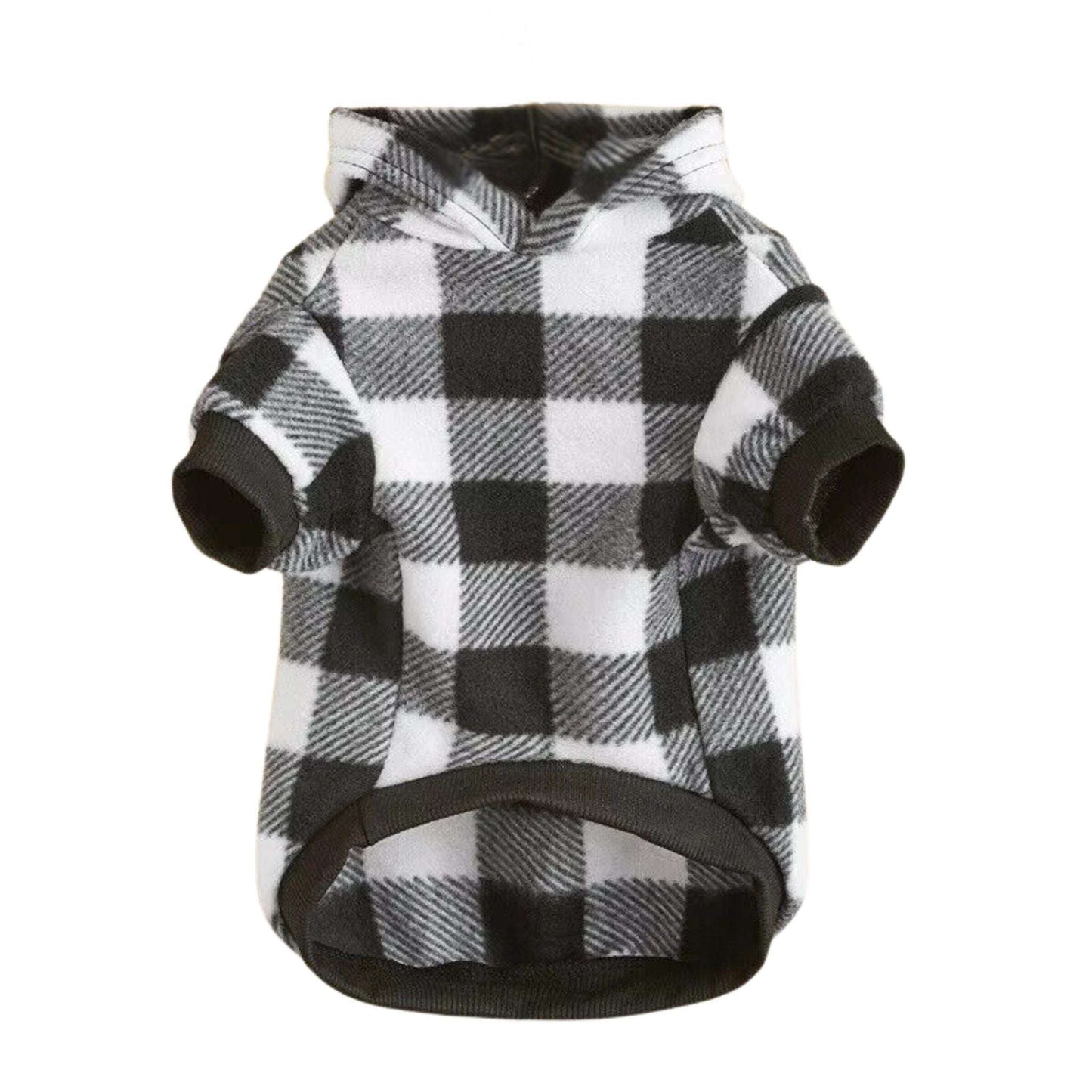 White Black Plaid Winter Hoodie Stylish and Warm Pet Jacket TrendyPet's Zone