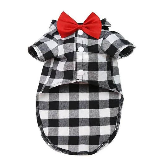 White Bowtie Dog Shirts Classical Plaid Thin Breathable Summer Clothes for Small Large Dogs Puppy Vest Chihuahua Yorkies - TrendyPet's Zone