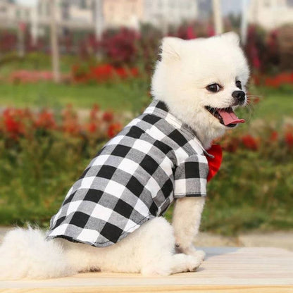 White Bowtie Dog Shirts Classical Plaid Thin Breathable Summer Clothes for Small Large Dogs Puppy Vest Chihuahua Yorkies - TrendyPet's Zone