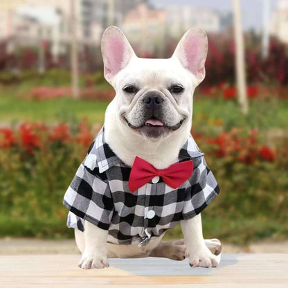 White Bowtie Dog Shirts Classical Plaid Thin Breathable Summer Clothes for Small Large Dogs Puppy Vest Chihuahua Yorkies - TrendyPet's Zone