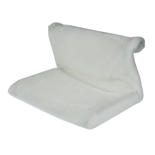 White collapsible cat hammock bed hanging on a radiator, providing a cozy cradle for cats by TrendyPet's Zone.