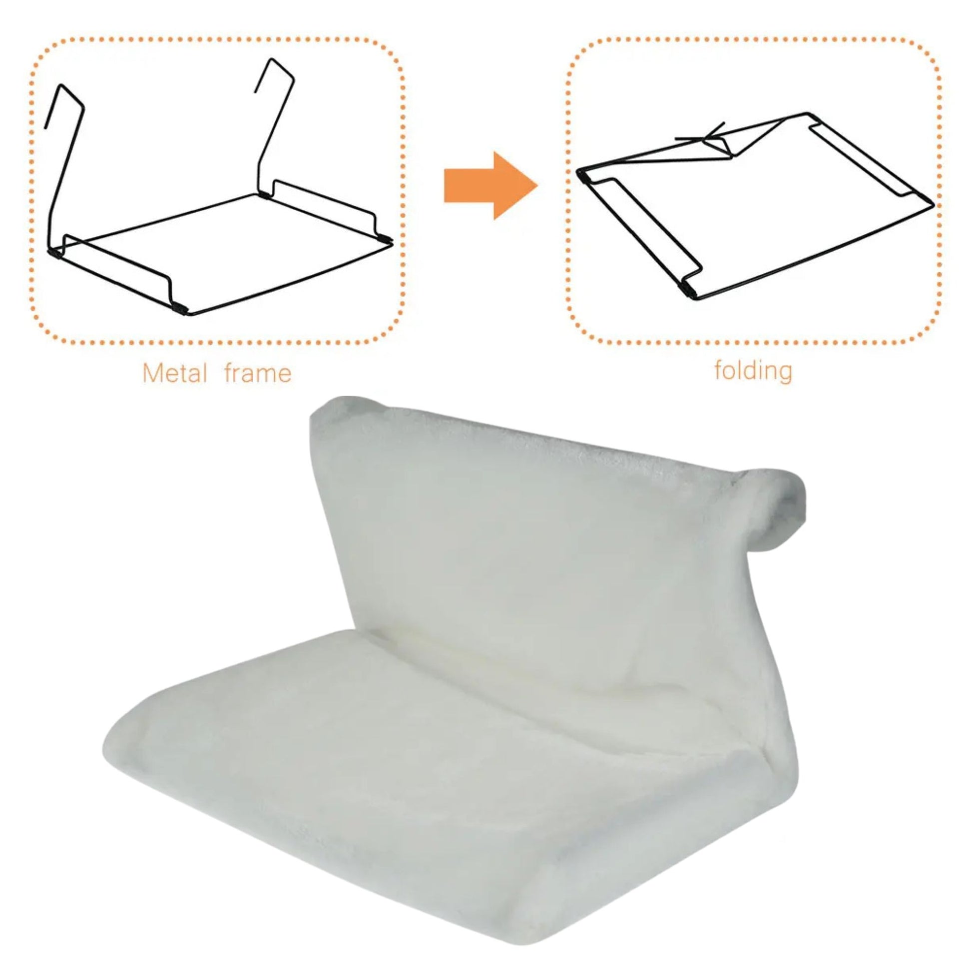 White collapsible cat hammock bed hanging on radiator cradle by TrendyPet's Zone, cozy and space-saving for cats.