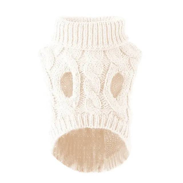 White Winter Pet Sweaters Turtleneck Knitted Vest Coat - TrendyPet's Zone