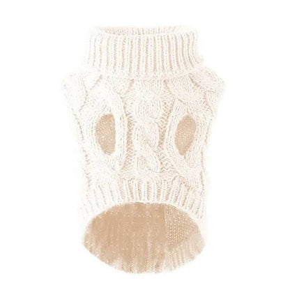 White Winter Pet Sweaters Turtleneck Knitted Vest Coat - TrendyPet's Zone