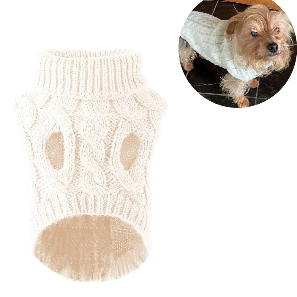 White Winter Pet Sweaters Turtleneck Knitted Vest Coat - TrendyPet's Zone