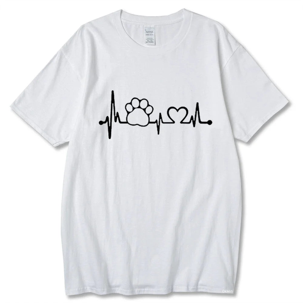 White Heartbeat Lifeline Dog Men T-Shirt Casual Funny Foot For Guy Boy Hipster TrendyPet's Zone