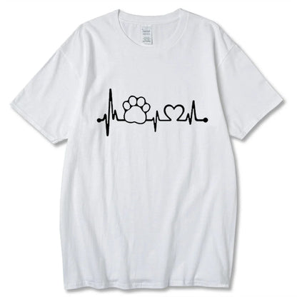 White Heartbeat Lifeline Dog Men T-Shirt Casual Funny Foot For Guy Boy Hipster TrendyPet's Zone