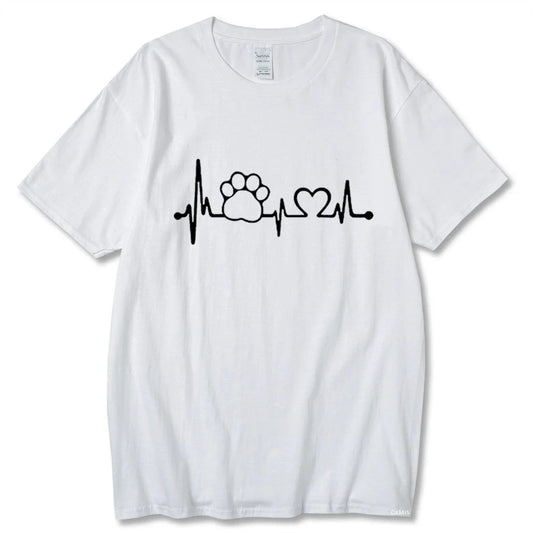 White Heartbeat Lifeline Dog Men T-Shirt Casual Funny Foot For Guy Boy Hipster TrendyPet's Zone