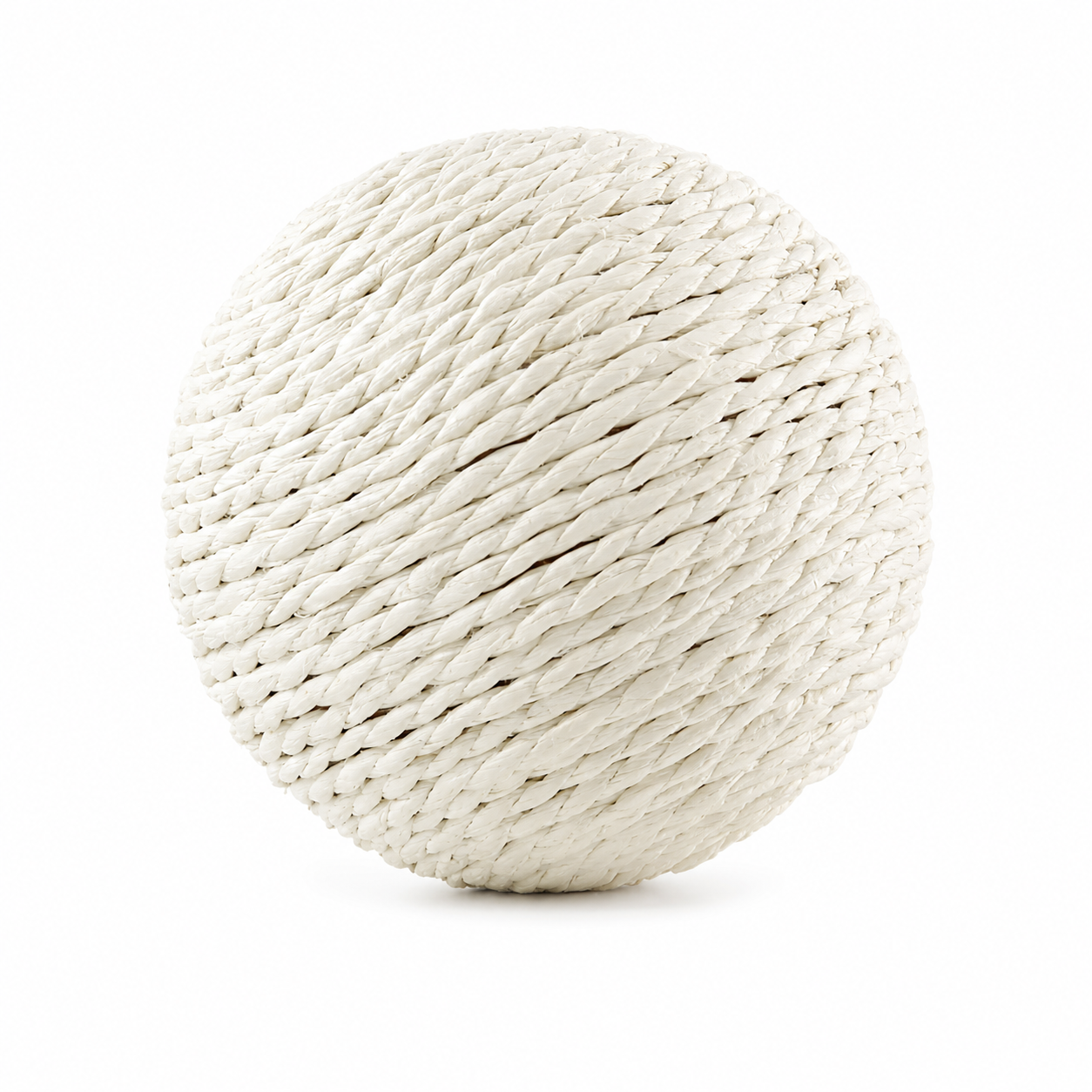 White 10cm interactive sisal cat scratching ball for kittens, designed for scratching and play by TrendyPet's Zone.
