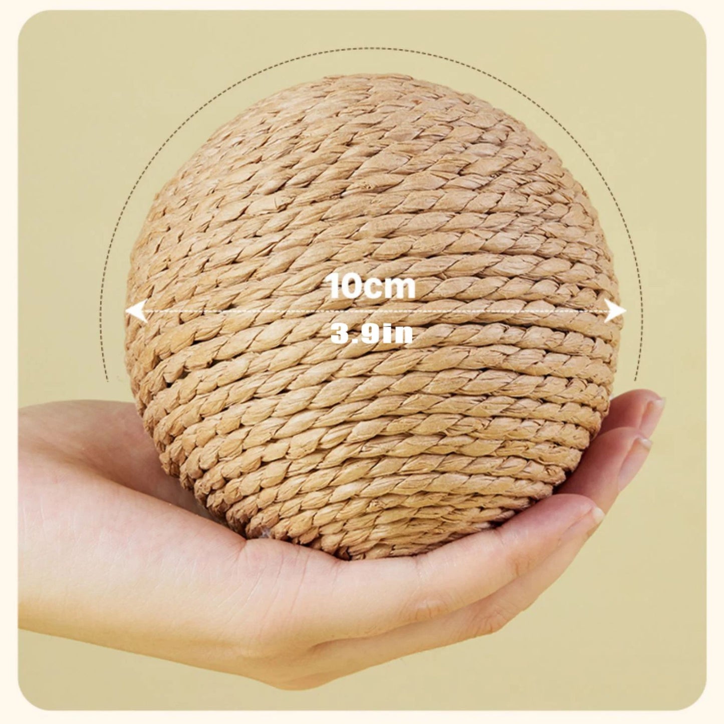 Yellow 10CM sisal cat scratching ball for kittens, designed for interactive play and scratching by TrendyPet's Zone.
